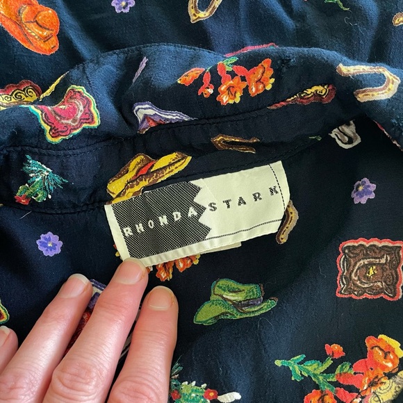 Vintage Western Cowgirl boots hat floral Print button down Shirt - Picture 12 of 12